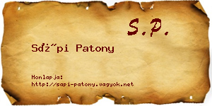 Sápi Patony névjegykártya